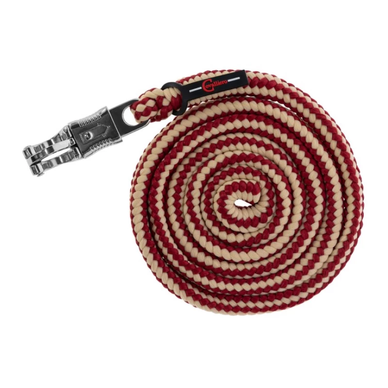 Чумбур Хиппо 200см, карабин-паника, бордово-бежевый