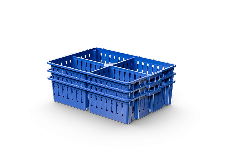 Ящик транспортировки цыплят 690x490x160мм, с 4 отделениями 