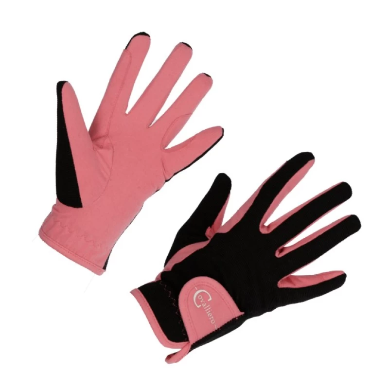 Перчатки для верховой езды детские Lilli, размер большой (L), черно-розовые